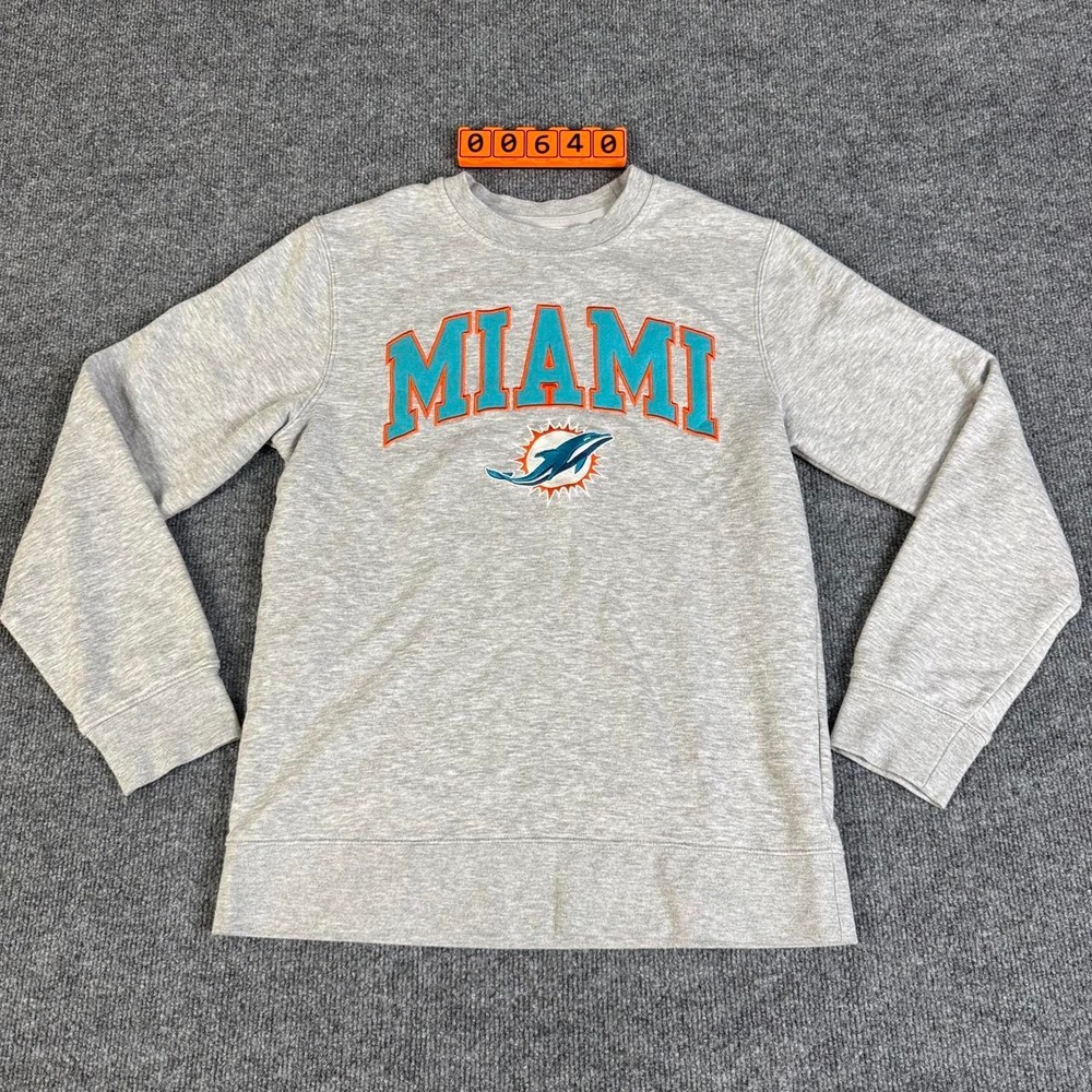 NFL Miami Dolphins gray crewneck sweatshirt with  dolphin logo, size S.